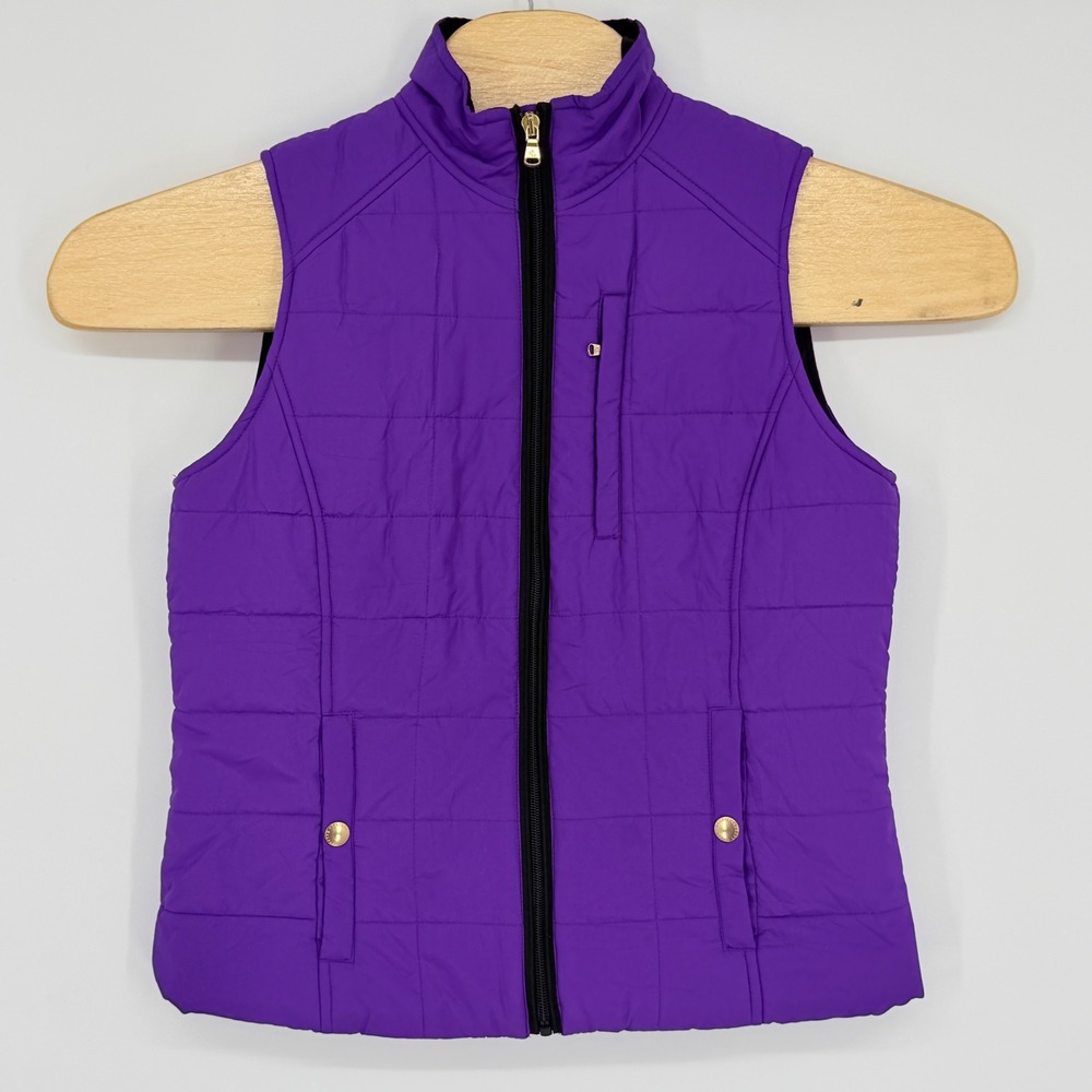 Lauren Ralph Lauren Puffer Vest Women S Purple Quilted Polyester Heritage Gold